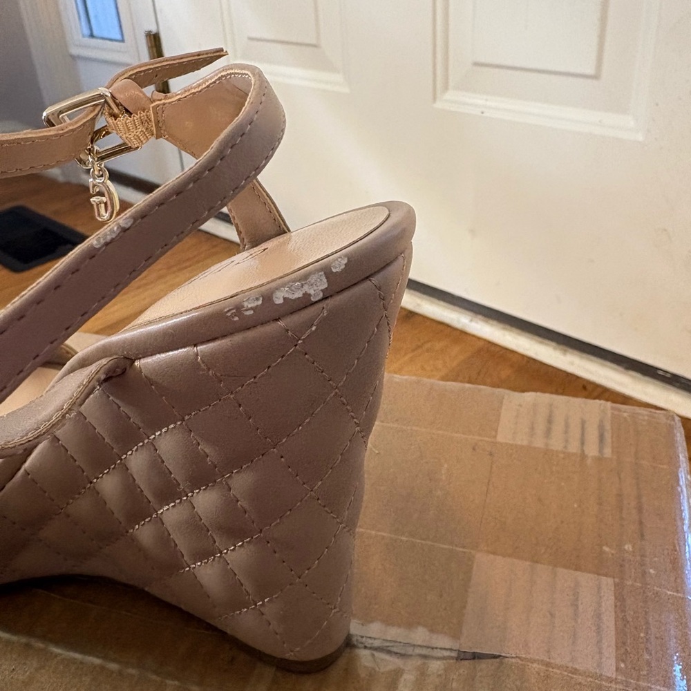 Guess Quilted Nude Wedge Sandals - Picture 6 of 8